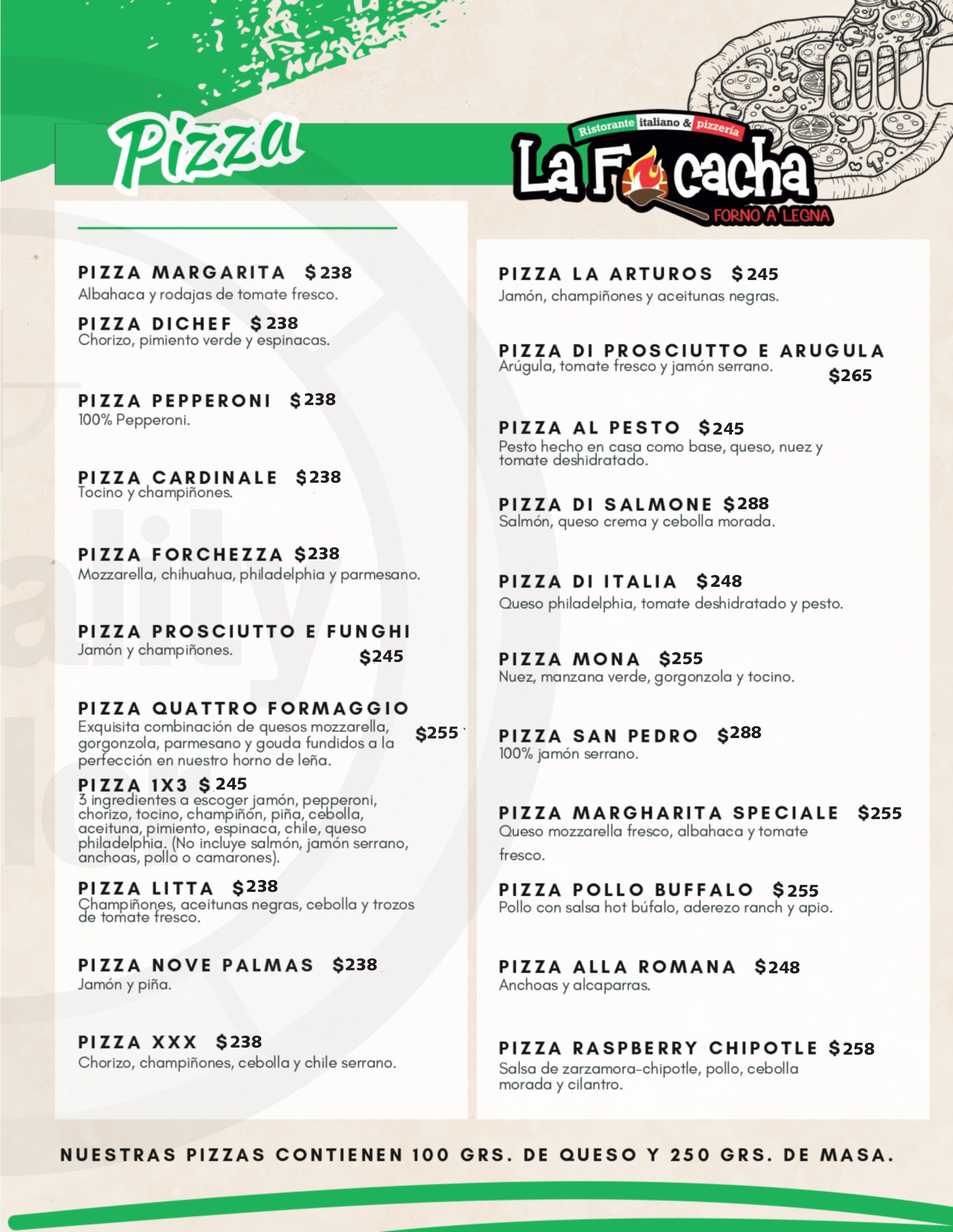 Menú de La Focacha