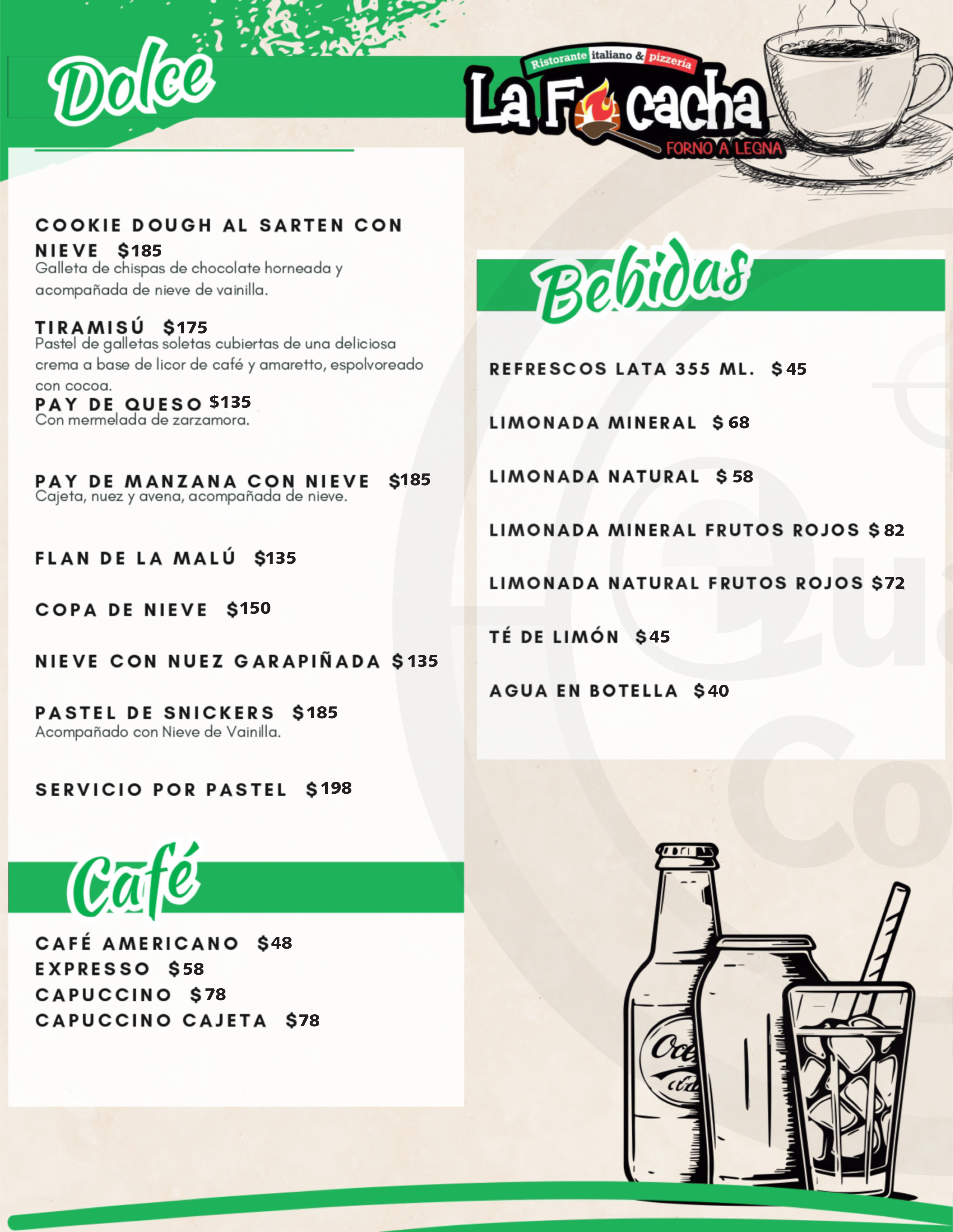 Menú de La Focacha
